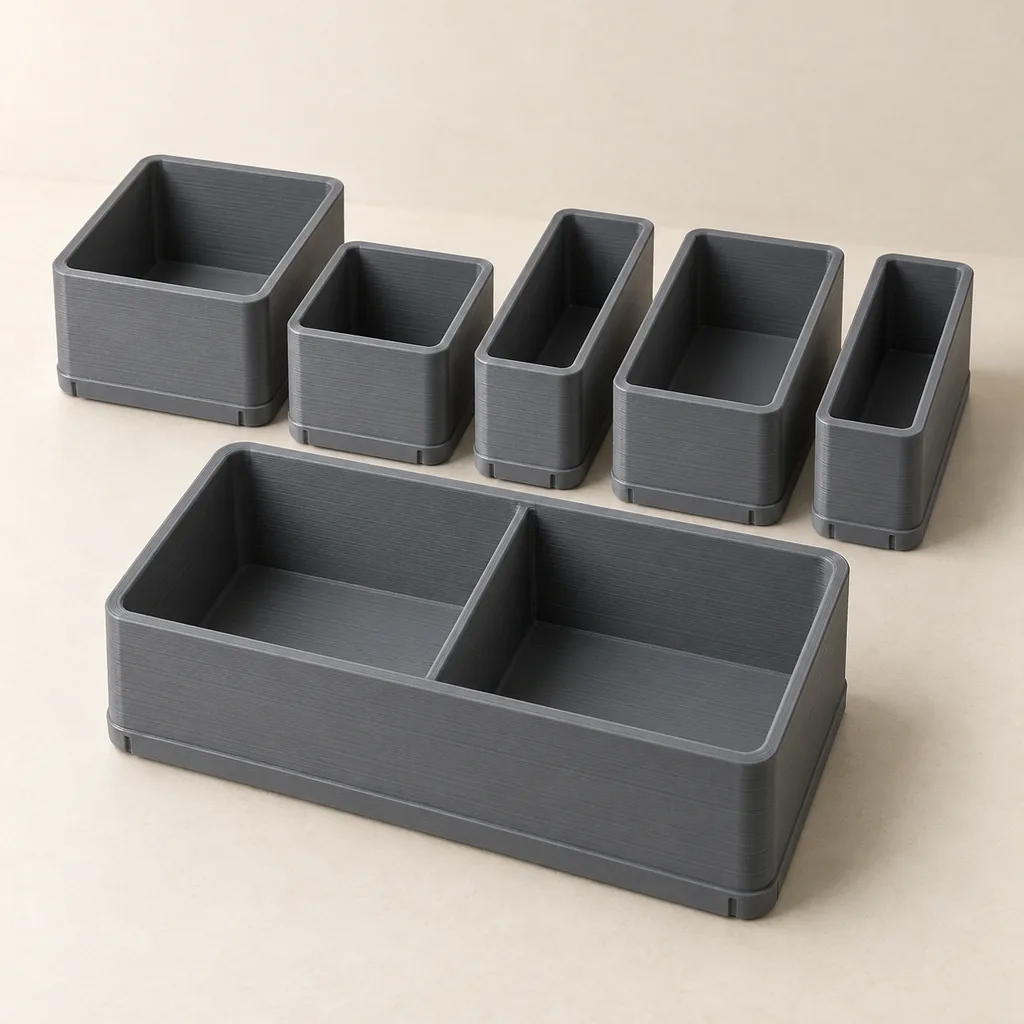 AI-generated product concept of Gridfinity-compatible Bin Kit — Workshop
